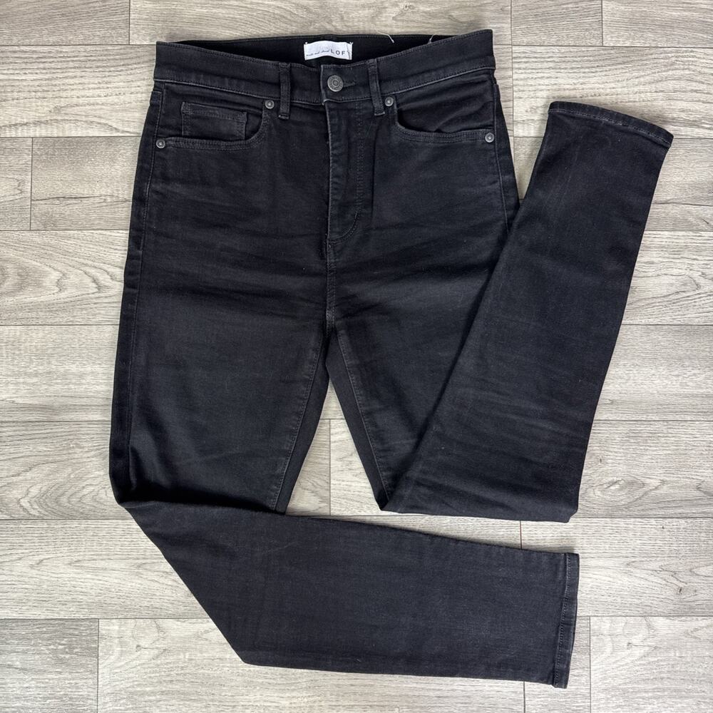 LOFT The Skinny Denim Jeans High Rise Black Wash sz 26/2